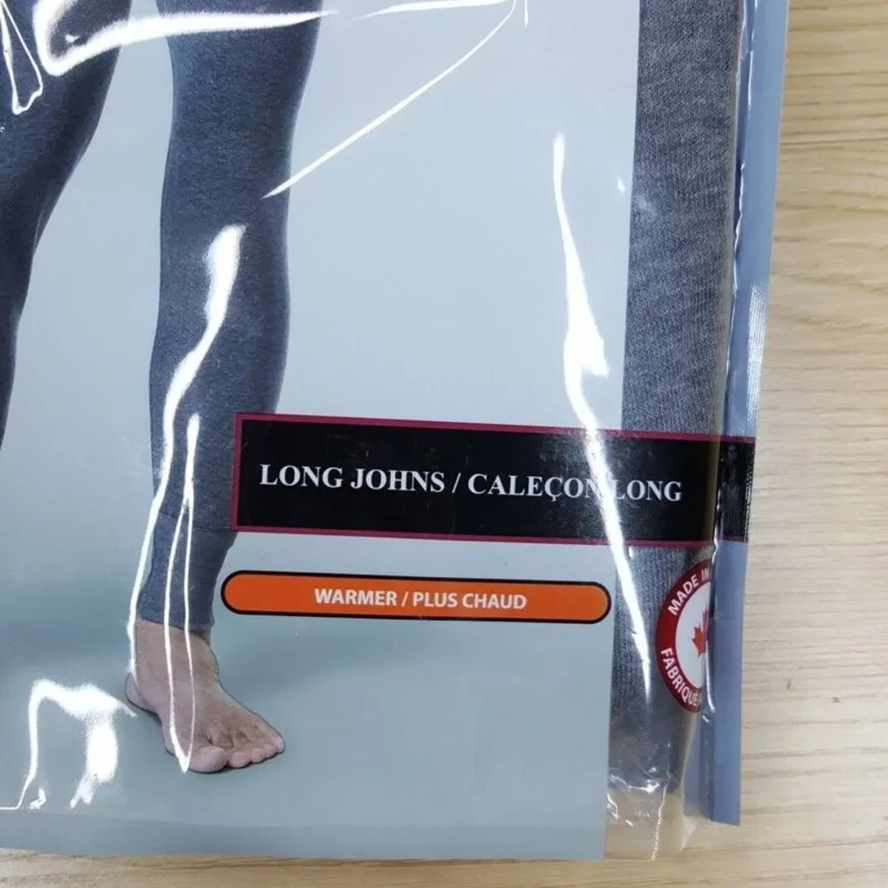STANFIELDS Long Johns Mens Medium Gray 2 Layer Fitted Base Layer Pants